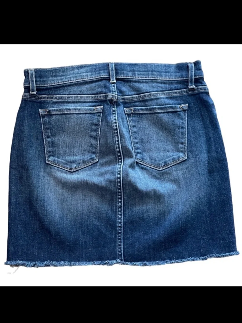 J Brand Rosalie Button Fly Denim Mini Skirt Sz 27 Blue Jean Raw Edge Distressed